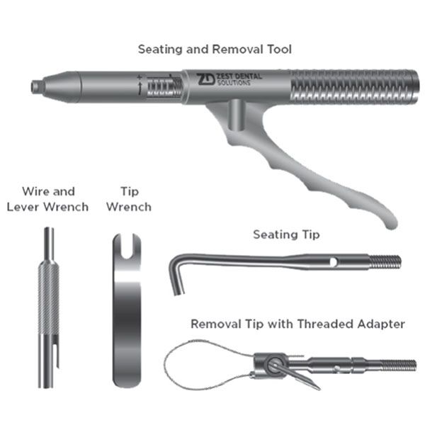 Zest Locator F-Tx Seating and Removal Tool Includes Tool, Seating Tip, Removal Tip with Threaded Adapter, Wire/Lever Wrench and Tip Wrench RITTM-10100