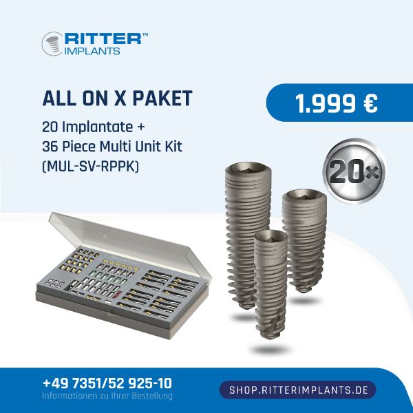 Ritter Implants ALL-ON-X-Package 20 Implants, 36 Piece Multi Unit Kit 1999 Euro